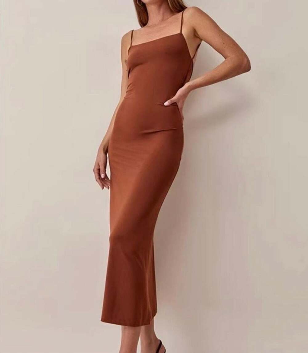 Reformation Hex Knit Dress in Chestnut